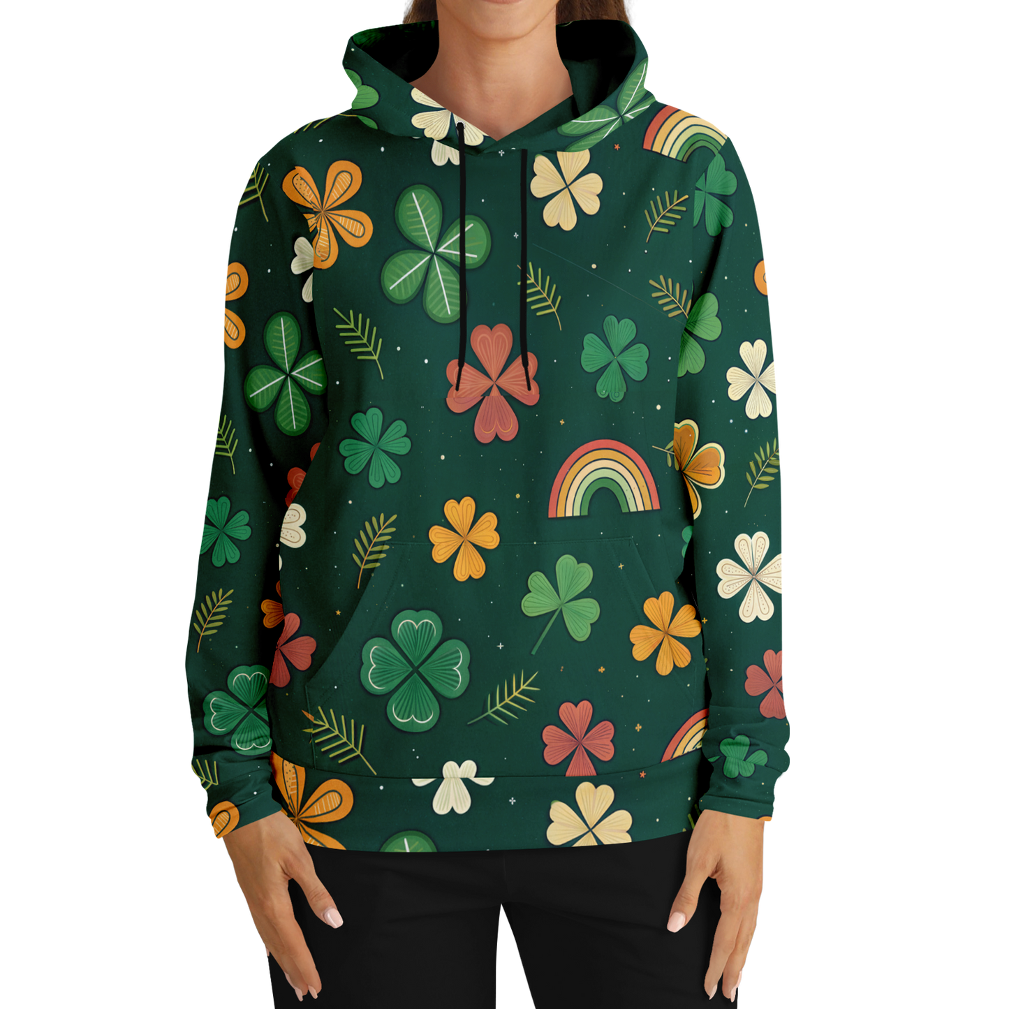 Retro 80's Shamrock Hoodie: Luck O' the Irish All-Over Print