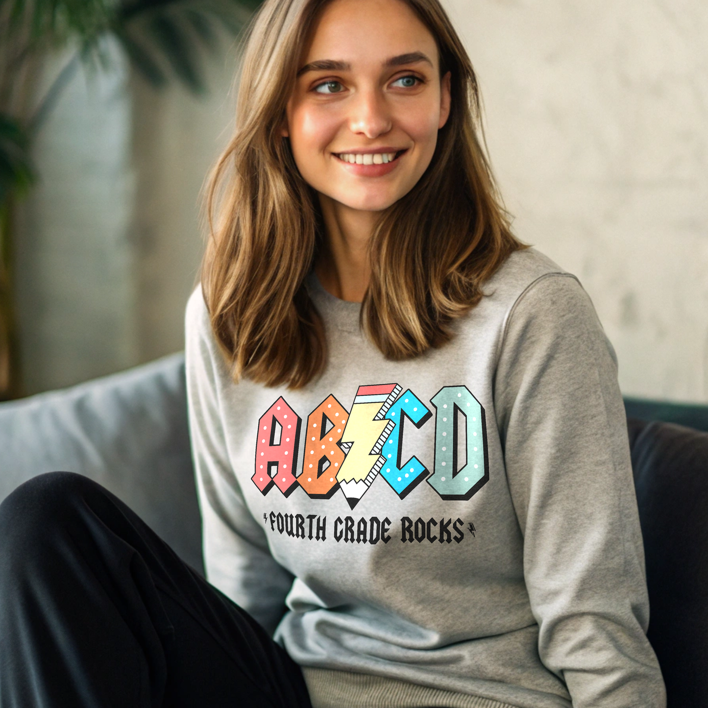 ABCD Rocks Teacher Sweatshirt (elementary school grade personalization)