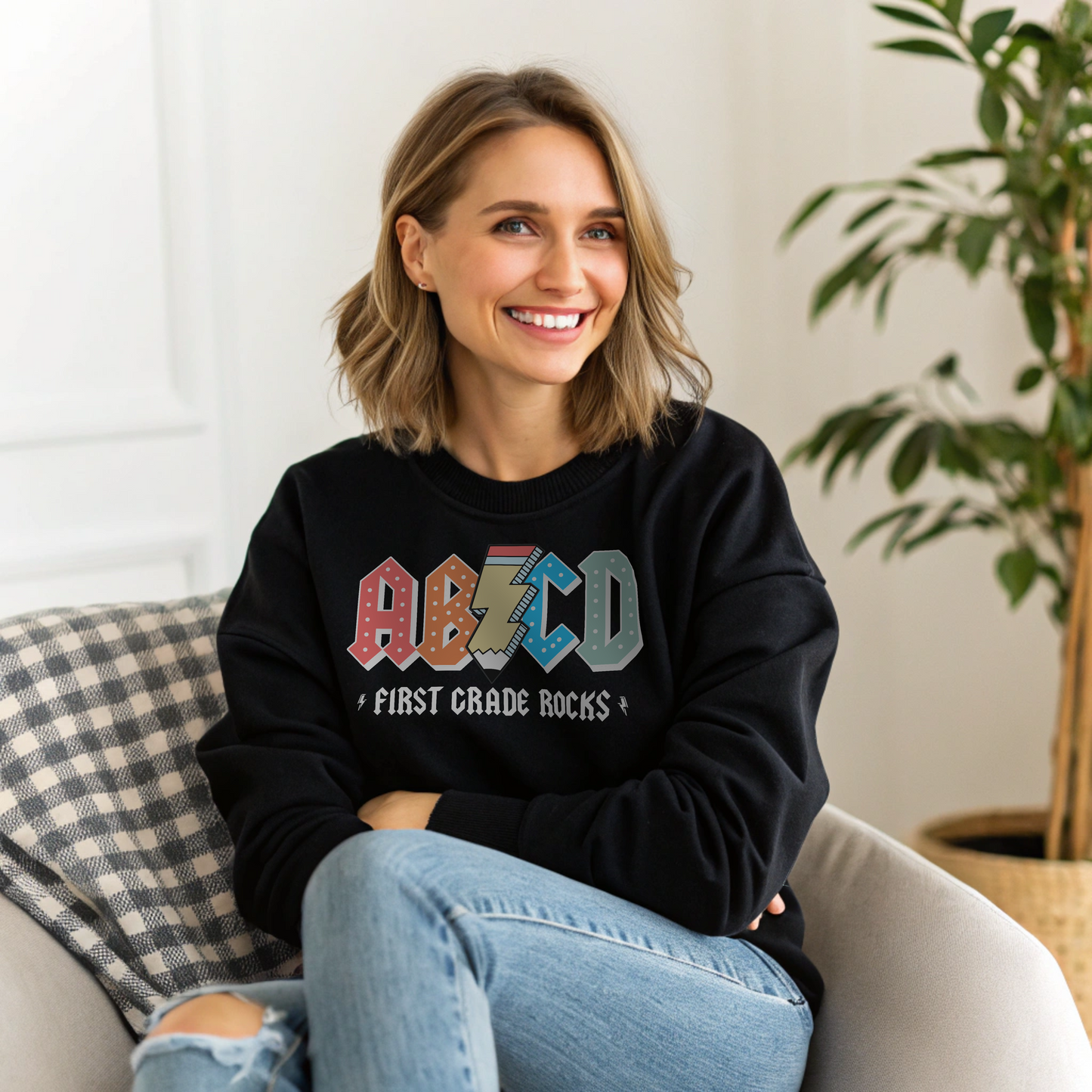 ABCD Rocks Teacher Sweatshirt (elementary school grade personalization)