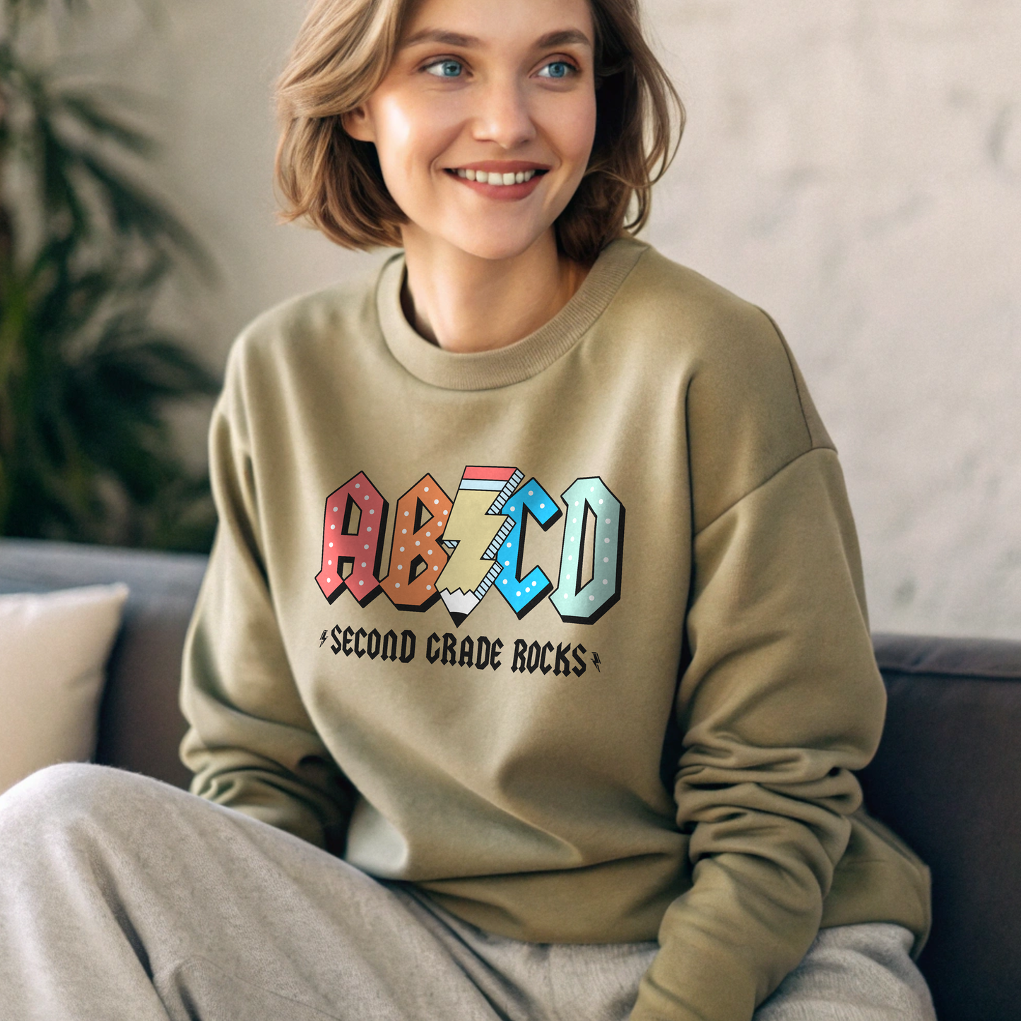 ABCD Rocks Teacher Sweatshirt (elementary school grade personalization)