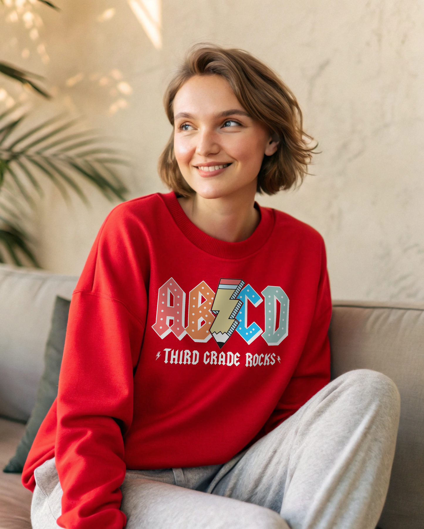 ABCD Rocks Teacher Sweatshirt (elementary school grade personalization)