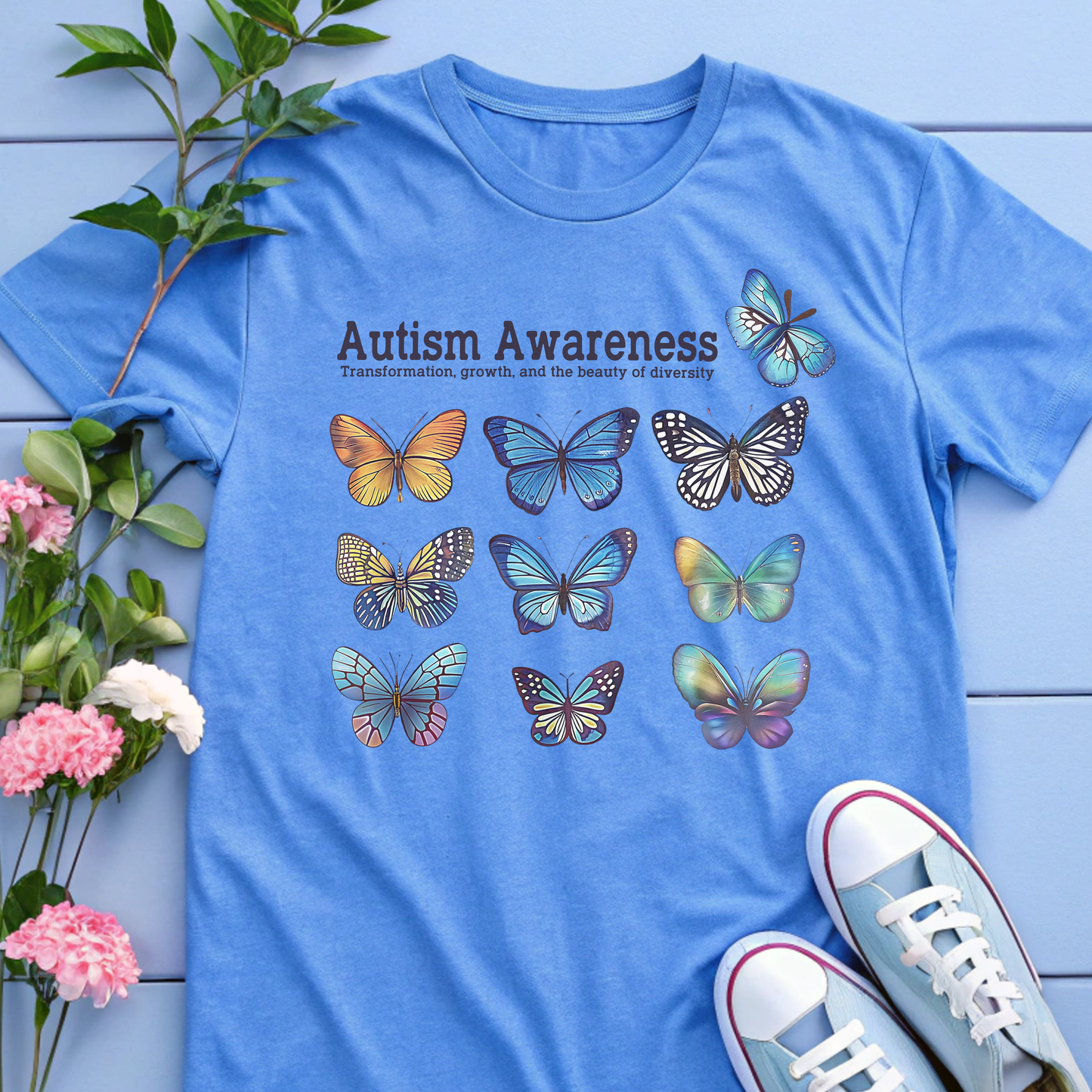Autism Awareness Butterfly Tee – A Colorful Symbol of Growth & Change
