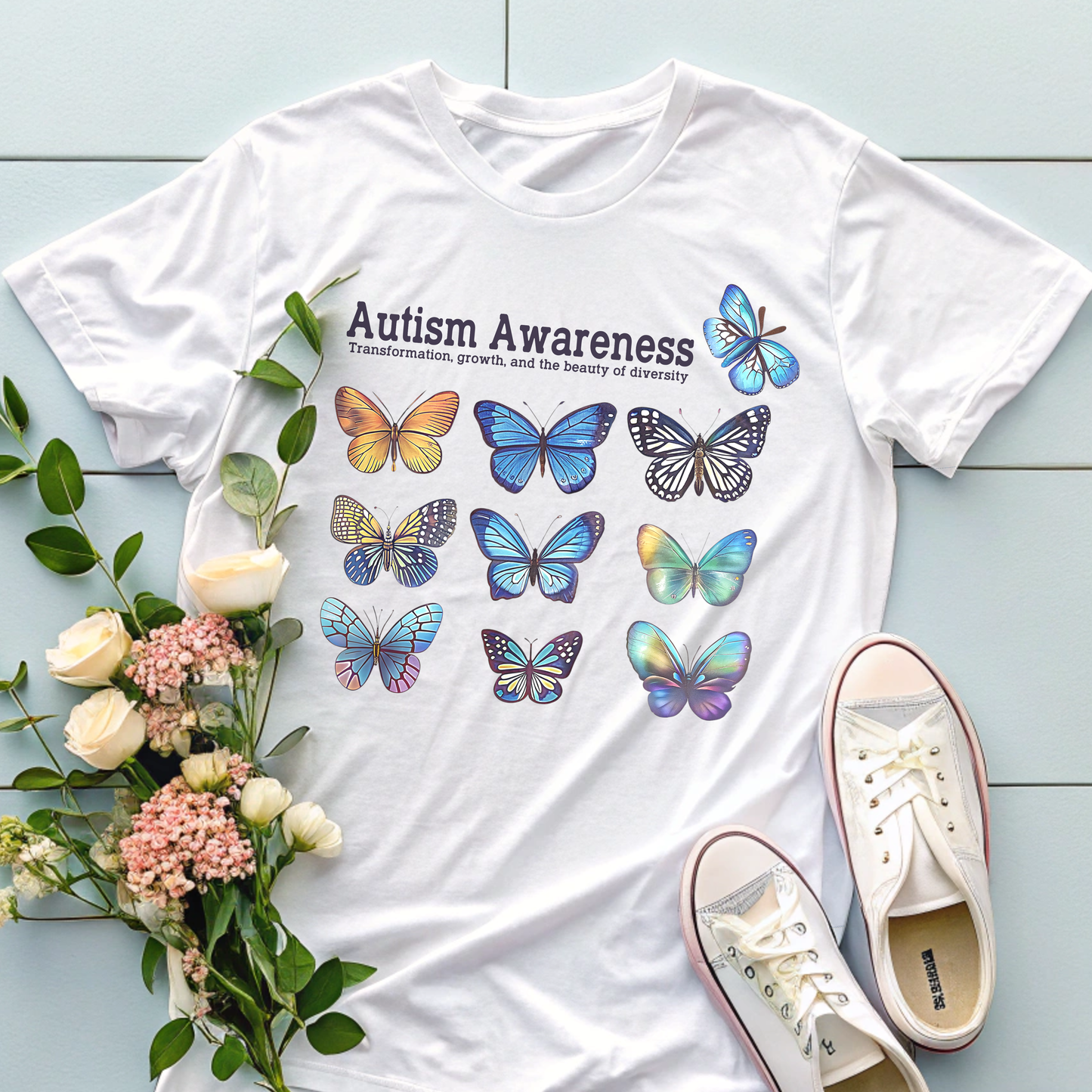 Autism Awareness Butterfly Tee – A Colorful Symbol of Growth & Change