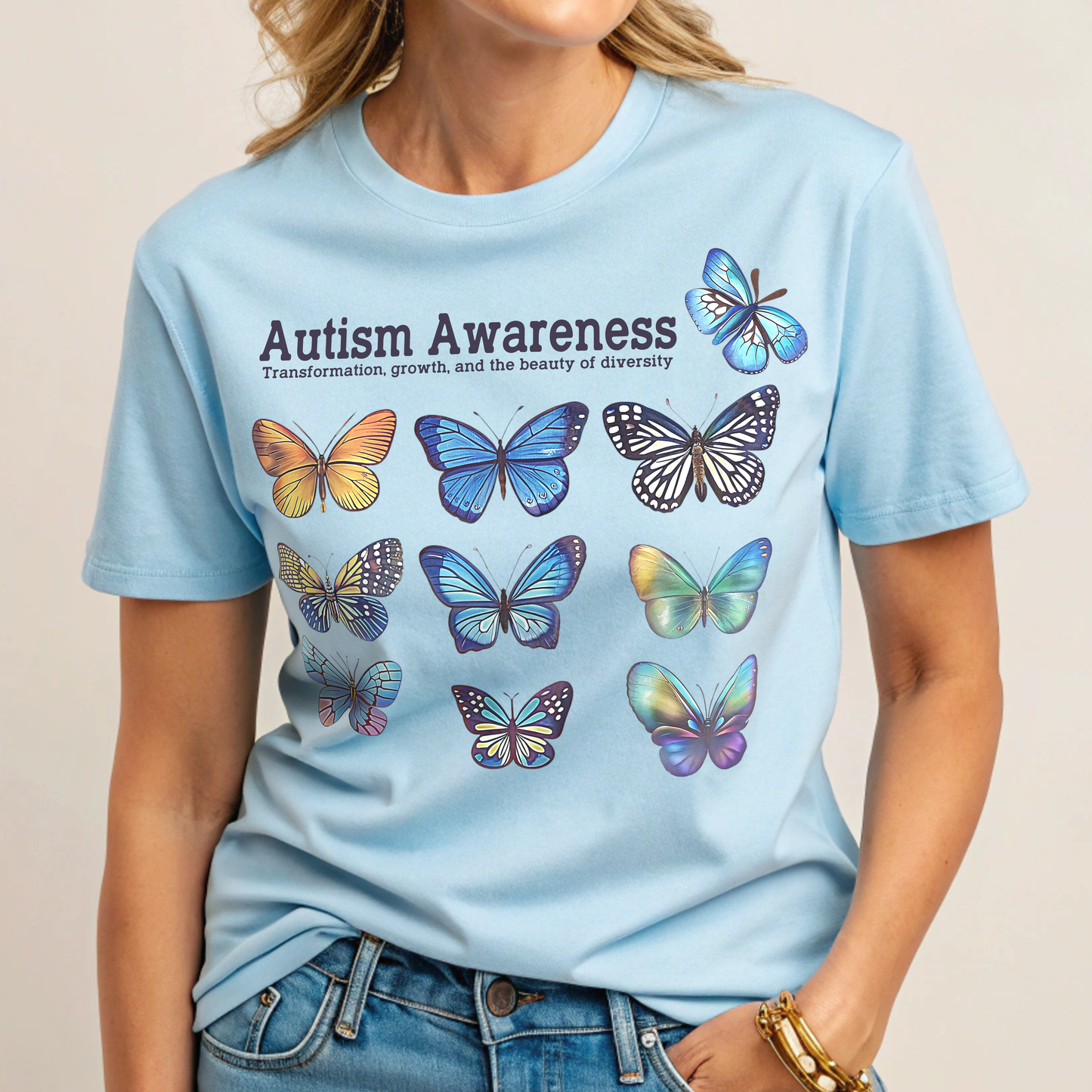Autism Awareness Butterfly Tee – A Colorful Symbol of Growth & Change