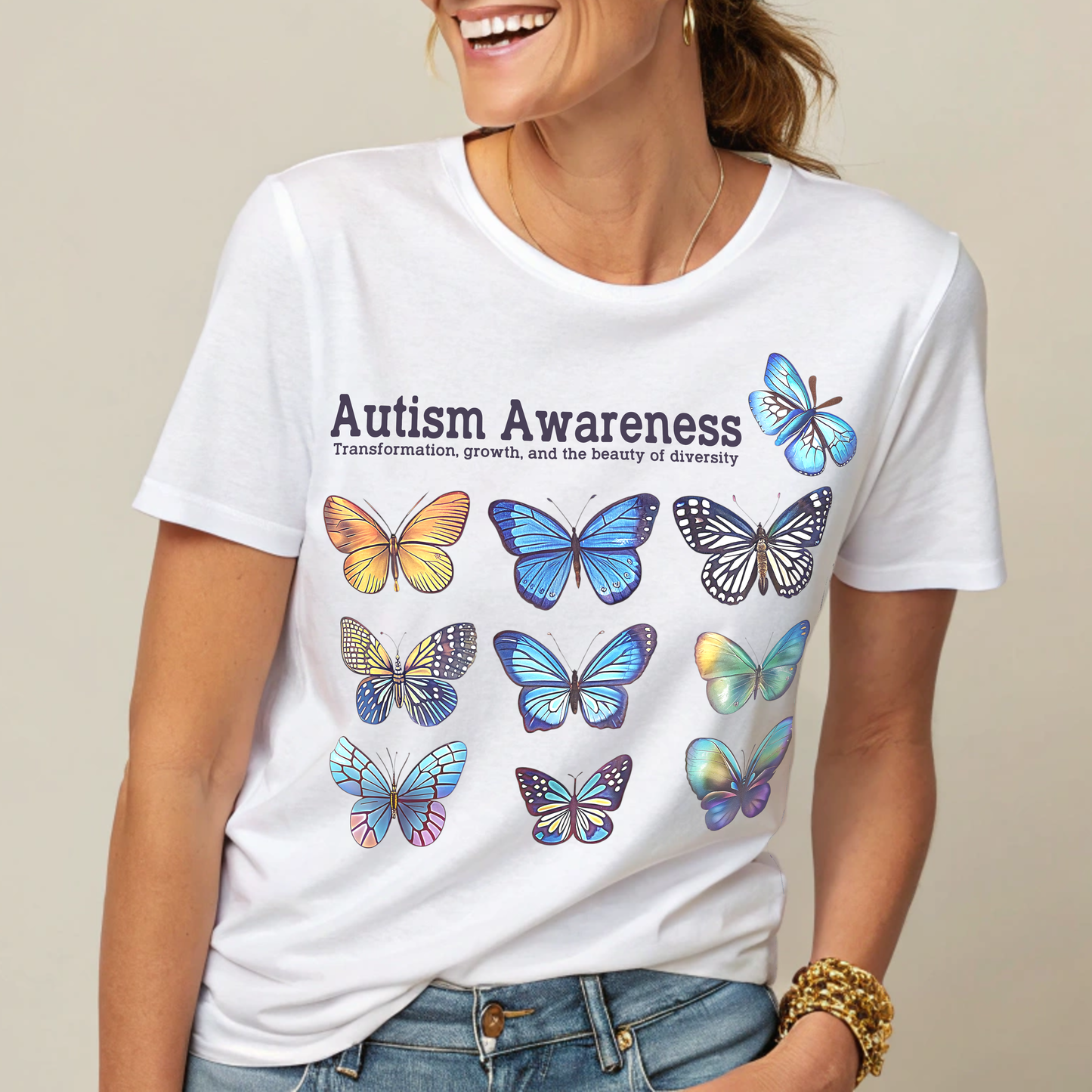 Autism Awareness Butterfly Tee – A Colorful Symbol of Growth & Change