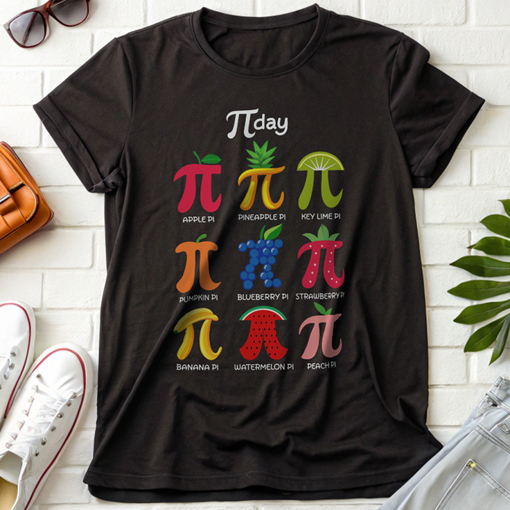 Funny Fruit Pi Day T-Shirt - Ideal Gift for Math Teachers with Pi Symbol