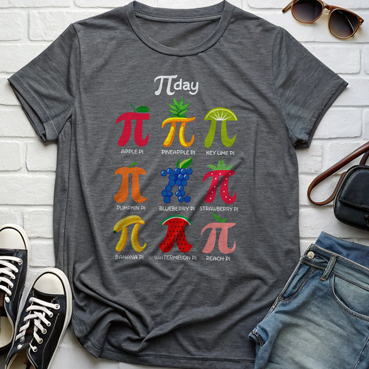 Funny Fruit Pi Day T-Shirt - Ideal Gift for Math Teachers with Pi Symbol
