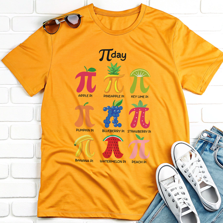 Funny Fruit Pi Day T-Shirt - Ideal Gift for Math Teachers with Pi Symbol