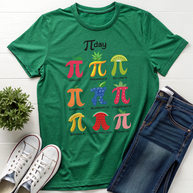 Funny Fruit Pi Day T-Shirt - Ideal Gift for Math Teachers with Pi Symbol