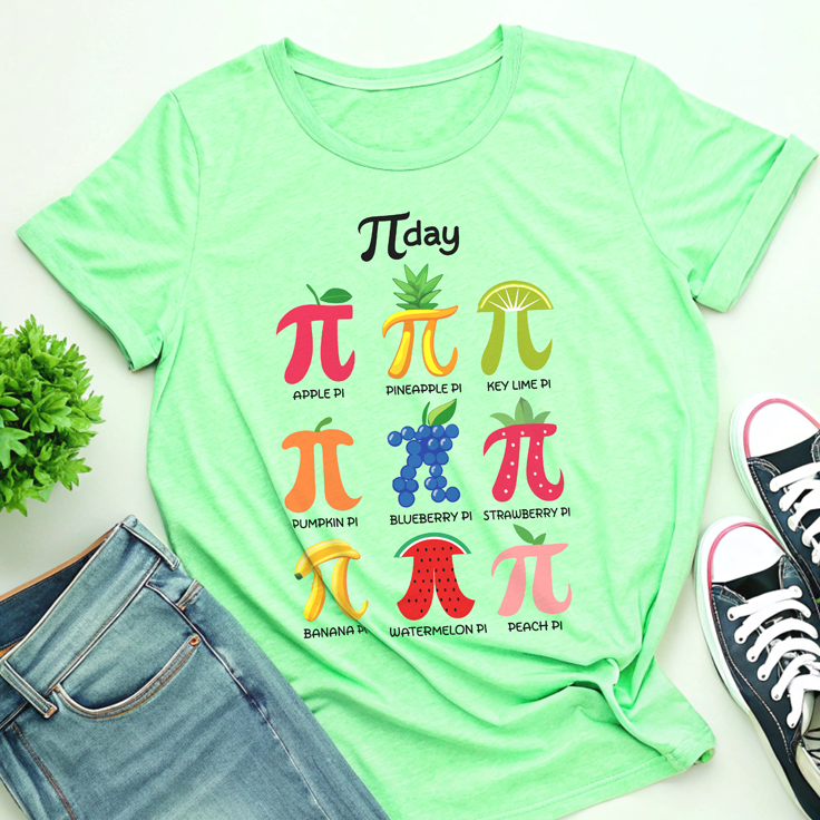 Funny Fruit Pi Day T-Shirt - Ideal Gift for Math Teachers with Pi Symbol