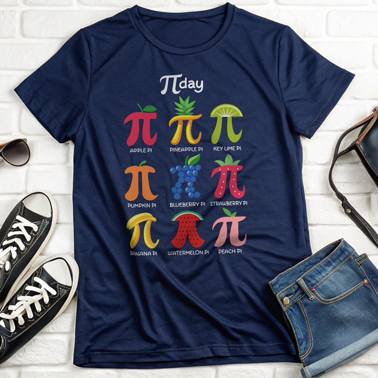 Funny Fruit Pi Day T-Shirt - Ideal Gift for Math Teachers with Pi Symbol