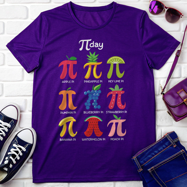 Funny Fruit Pi Day T-Shirt - Ideal Gift for Math Teachers with Pi Symbol