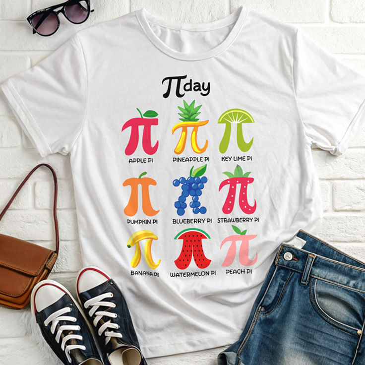 Funny Fruit Pi Day T-Shirt - Ideal Gift for Math Teachers with Pi Symbol
