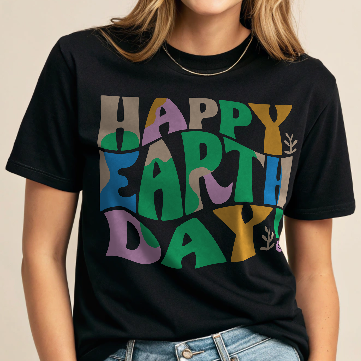 Happy Earth Day Artsy Letters T-shirt – Colorful Collage & Fun Style