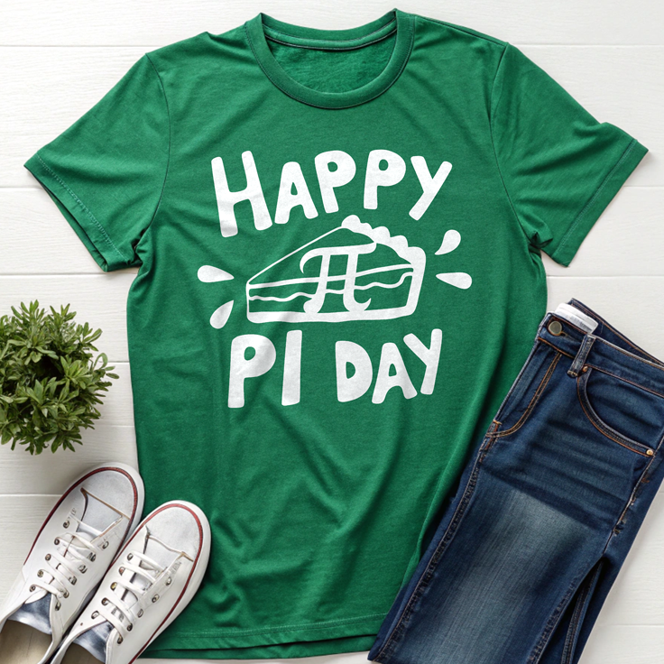 Happy Pi Day T-Shirt - Perfect Gift for Teachers with Pie Slice & Pi Symbol!