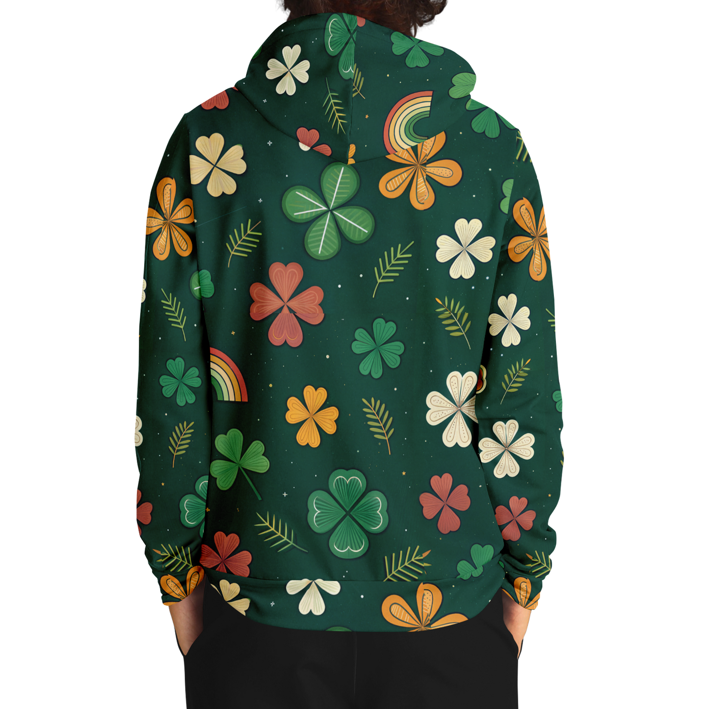 Retro 80's Shamrock Hoodie: Luck O' the Irish All-Over Print