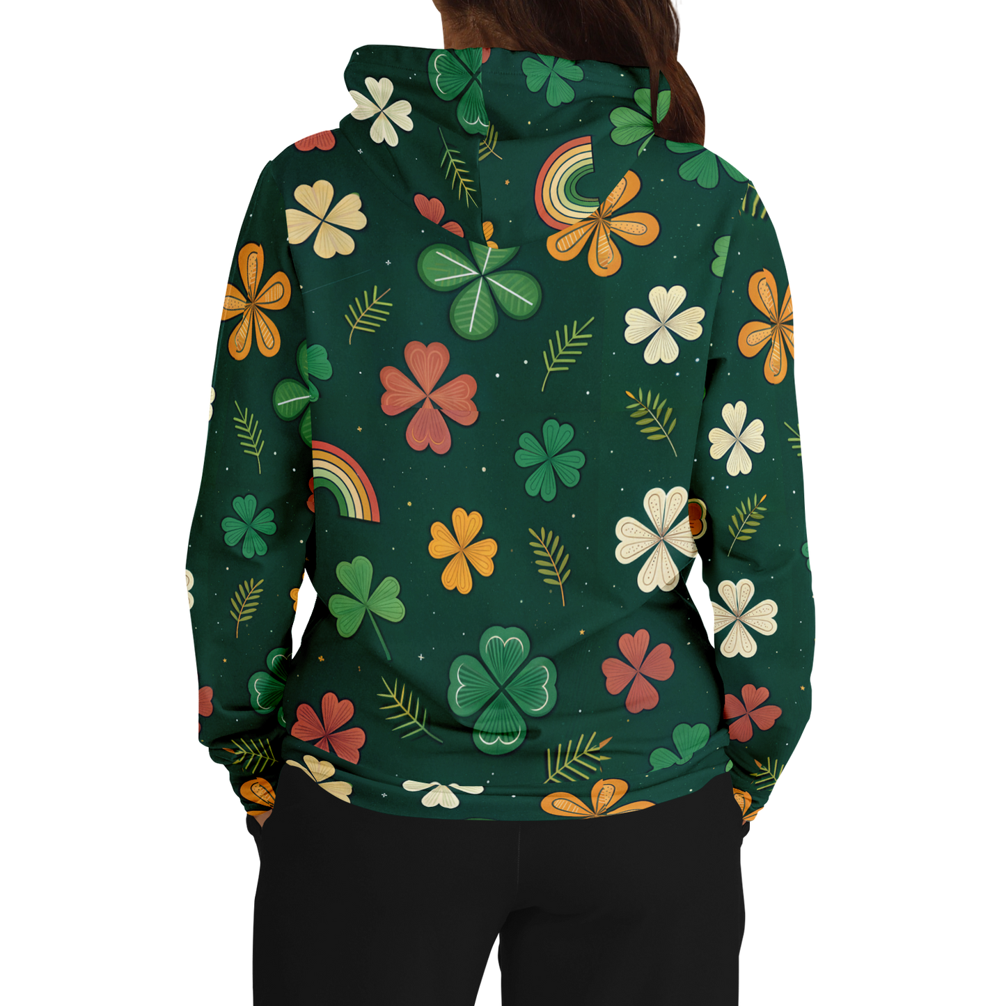 Retro 80's Shamrock Hoodie: Luck O' the Irish All-Over Print
