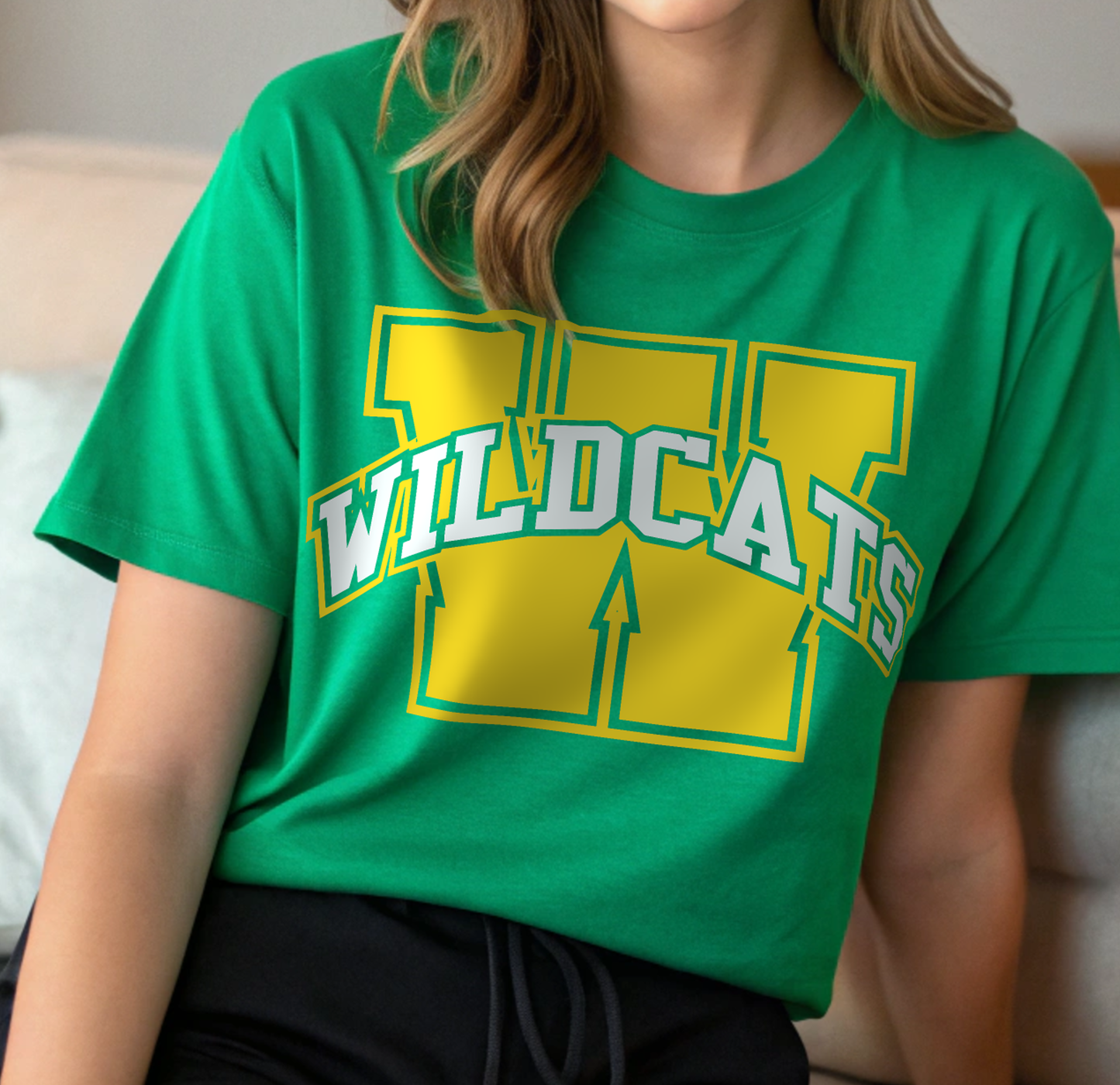 Spirit Shirt Softstyle T-shirt with Collegiate Letter and Mascot Name
