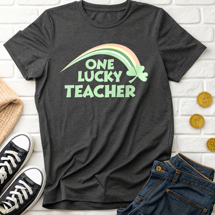 One Lucky Teacher Retro Rainbow T-Shirt