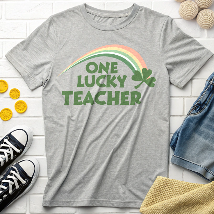One Lucky Teacher Retro Rainbow T-Shirt