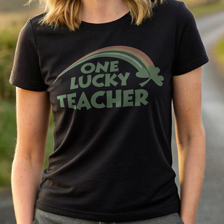 One Lucky Teacher Retro Rainbow T-Shirt