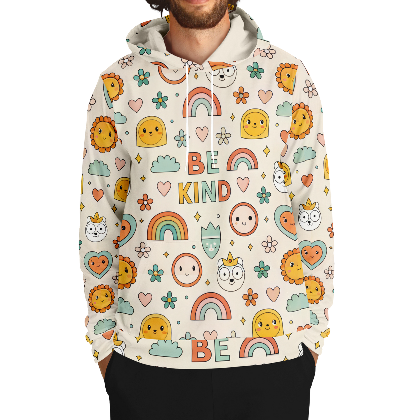 Be Kind Hoodie: Adventurous All-Over Print to Make You Smile