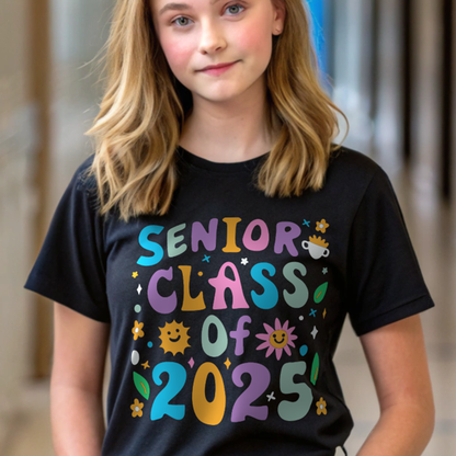 Senior Class of 2025 T-Shirt, Fun Color Letters, Senior Graduation