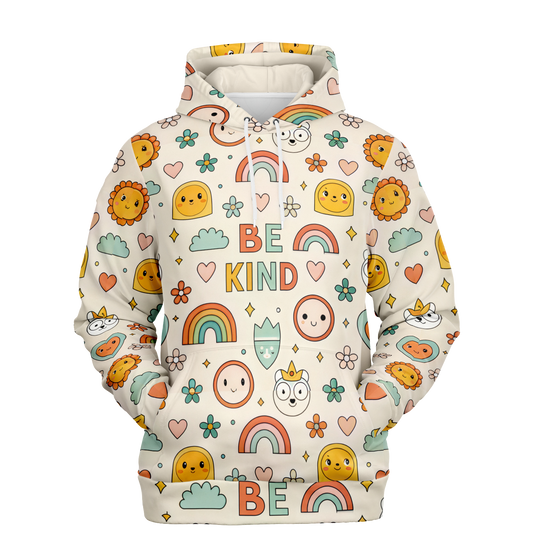 Be Kind Hoodie: Adventurous All-Over Print to Make You Smile