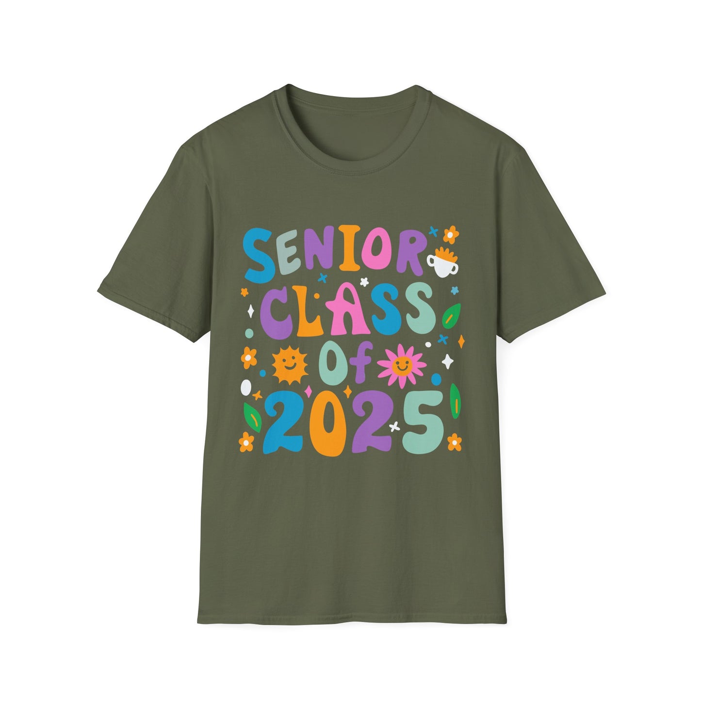 Senior Class of 2025 T-Shirt, Fun Color Letters, Senior Graduation