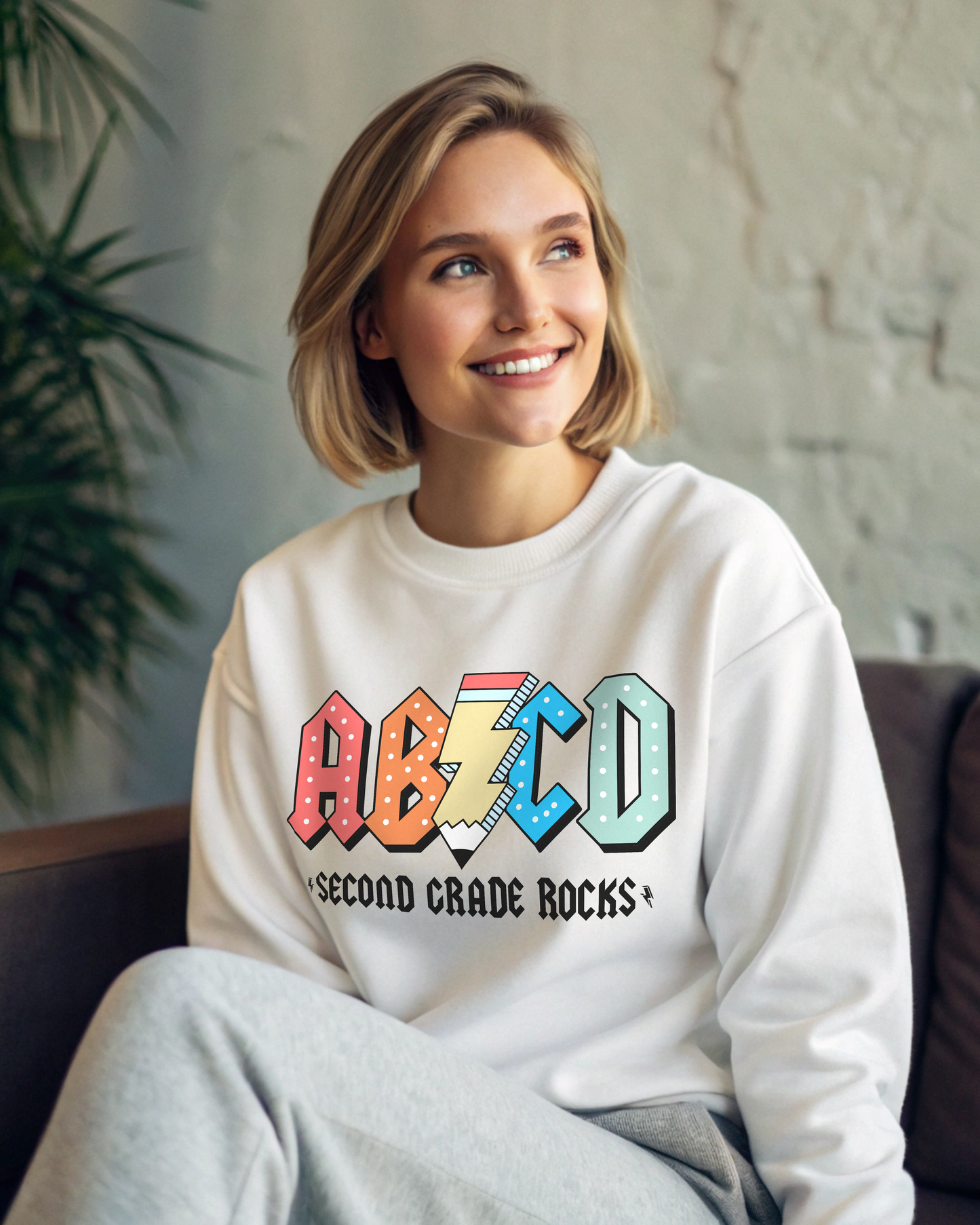 ABCD Rocks Teacher Sweatshirt (elementary school grade personalization)