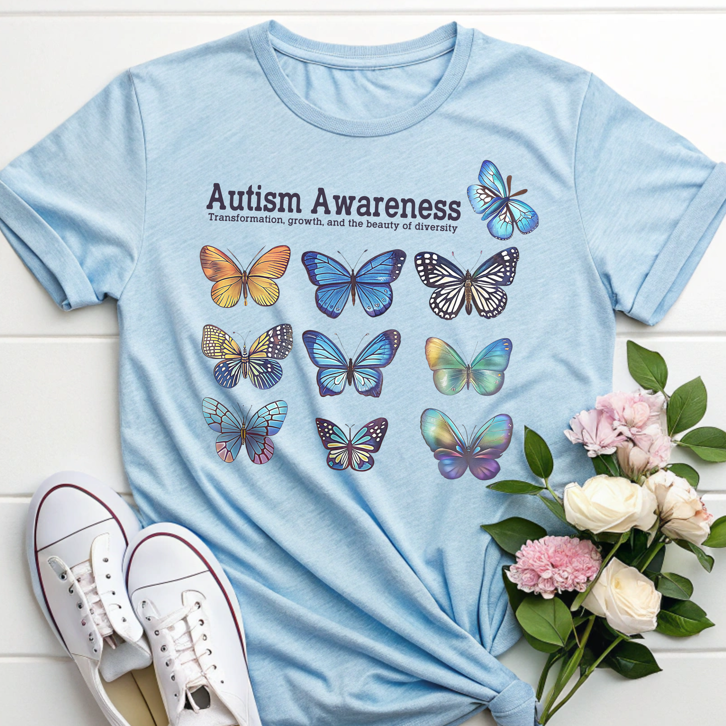 Autism Awareness Butterfly Tee – A Colorful Symbol of Growth & Change