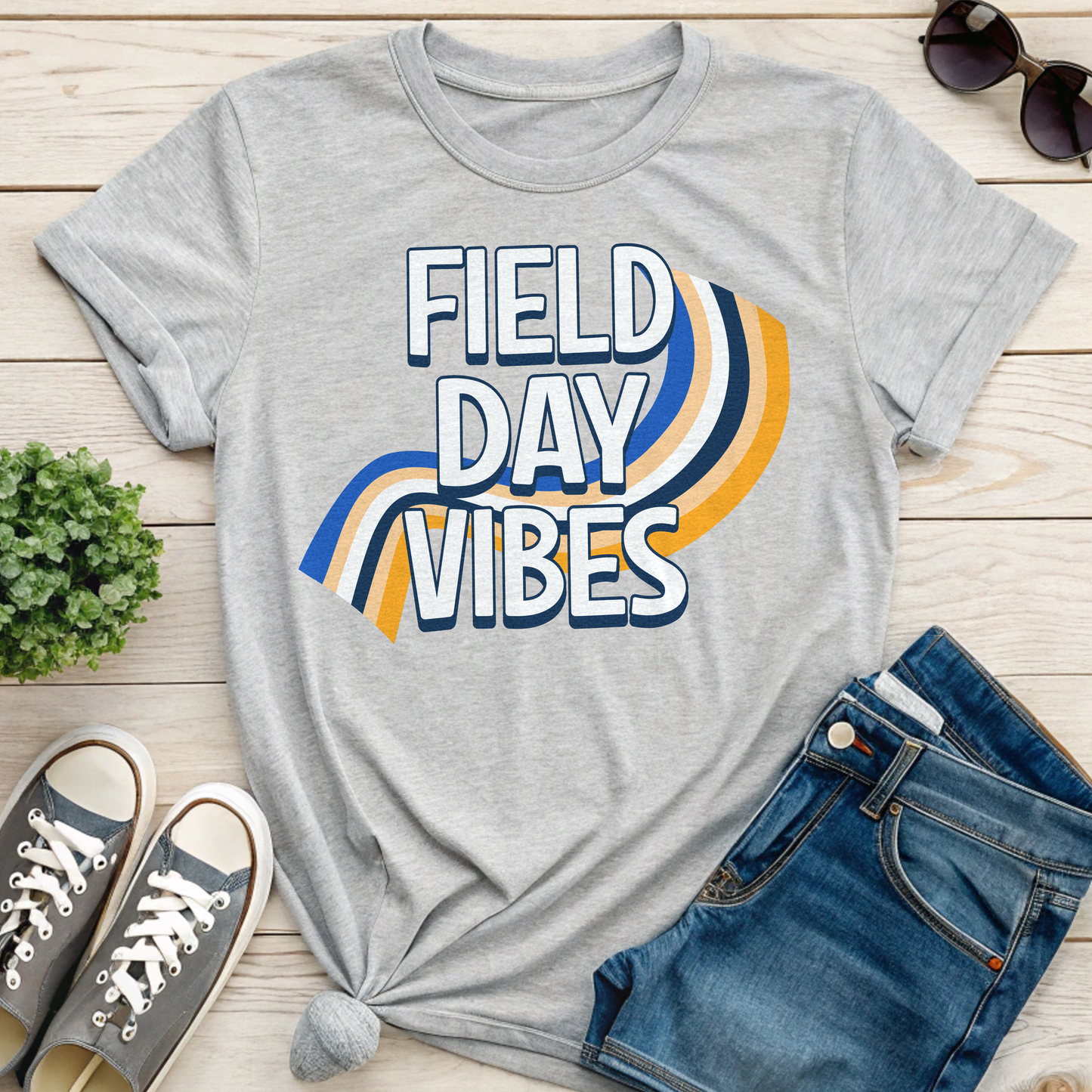 Field Day Vibes Teacher T-shirt, Retro Styling Field Day Shirt