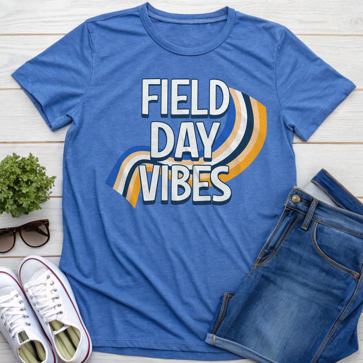 Field Day Vibes Teacher T-shirt, Retro Styling Field Day Shirt