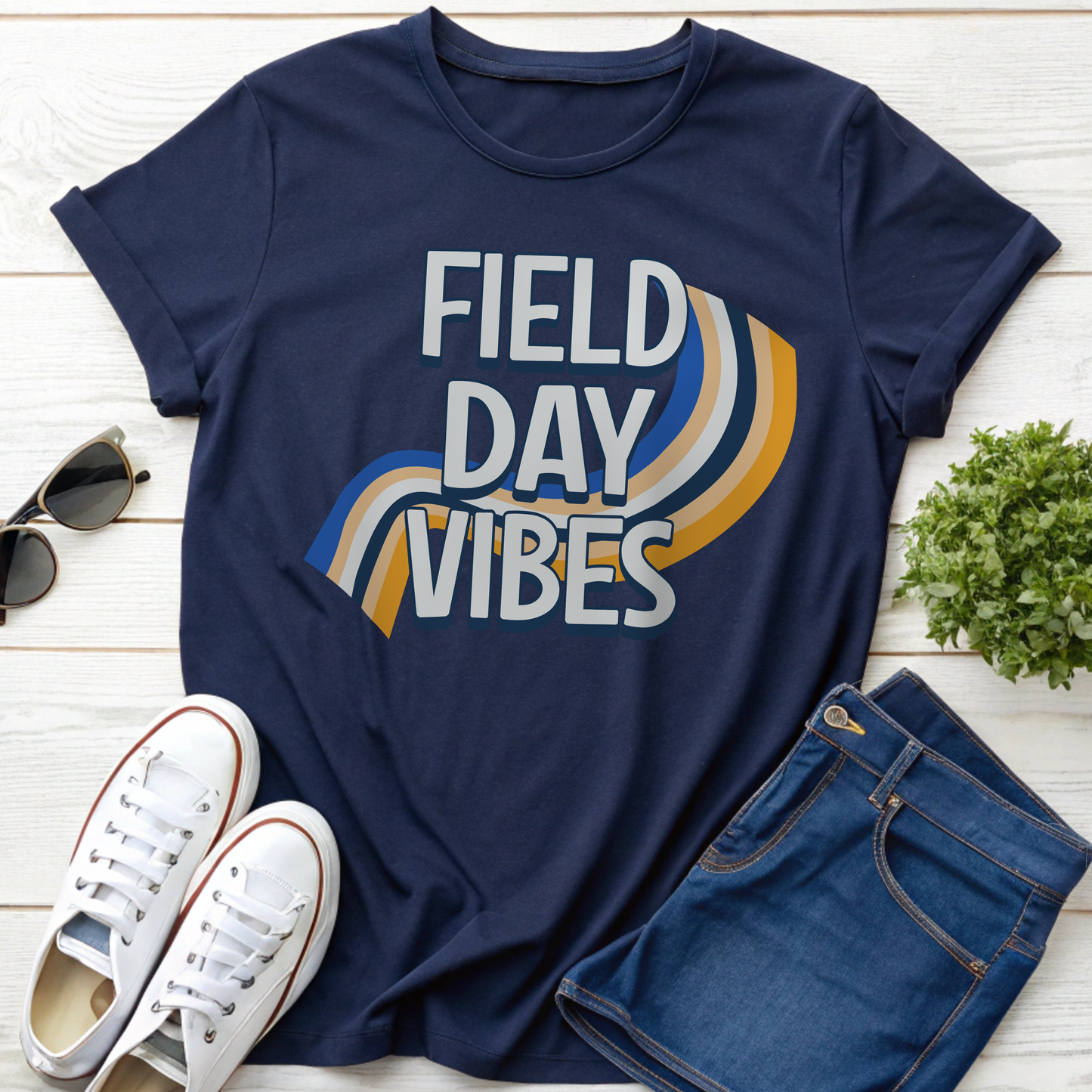 Field Day Vibes Teacher T-shirt, Retro Styling Field Day Shirt