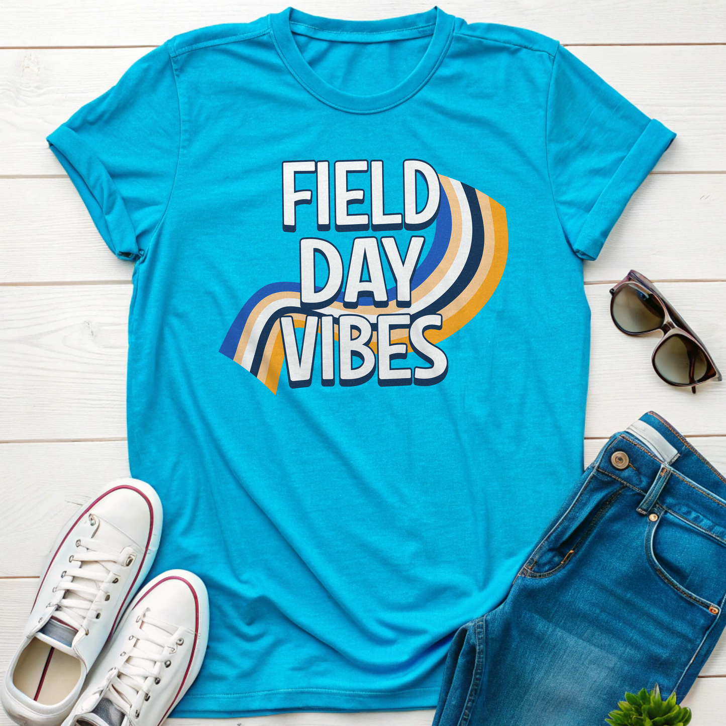 Field Day Vibes Teacher T-shirt, Retro Styling Field Day Shirt