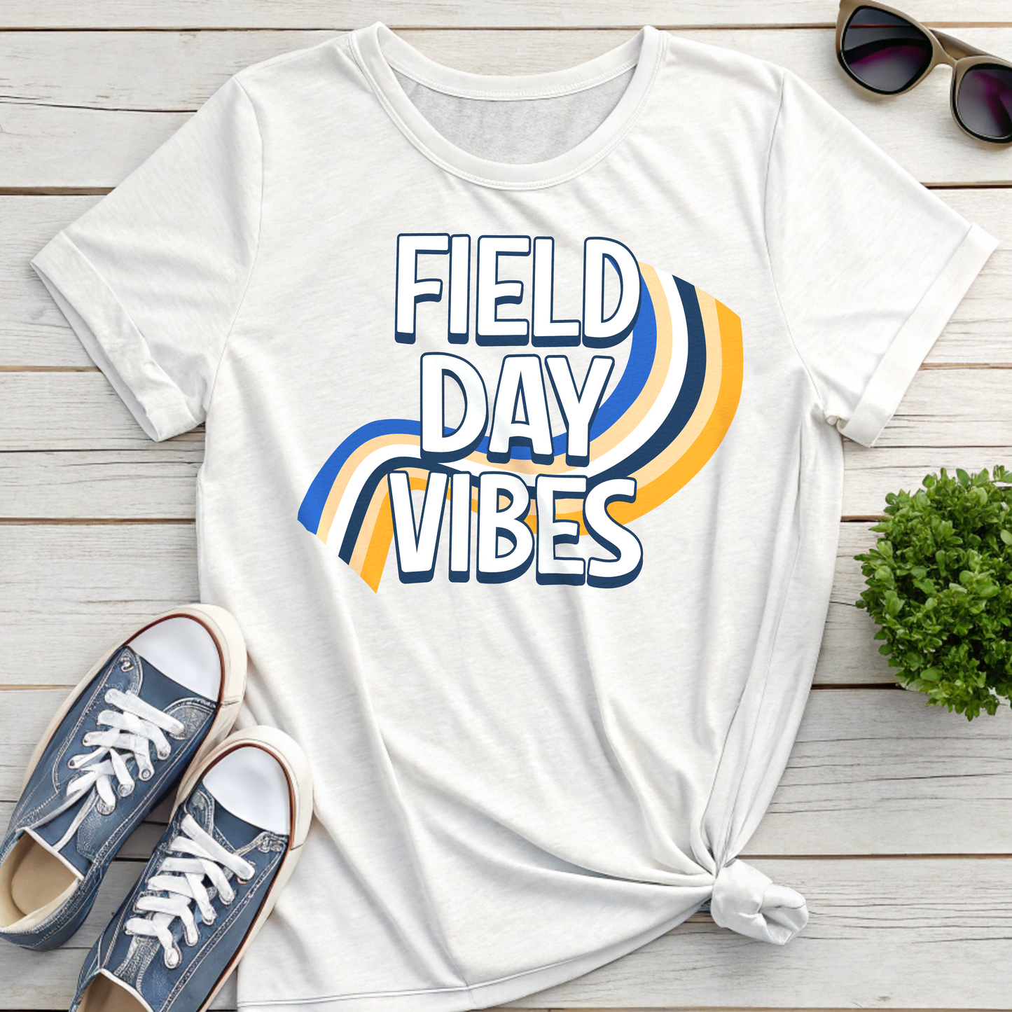 Field Day Vibes Teacher T-shirt, Retro Styling Field Day Shirt