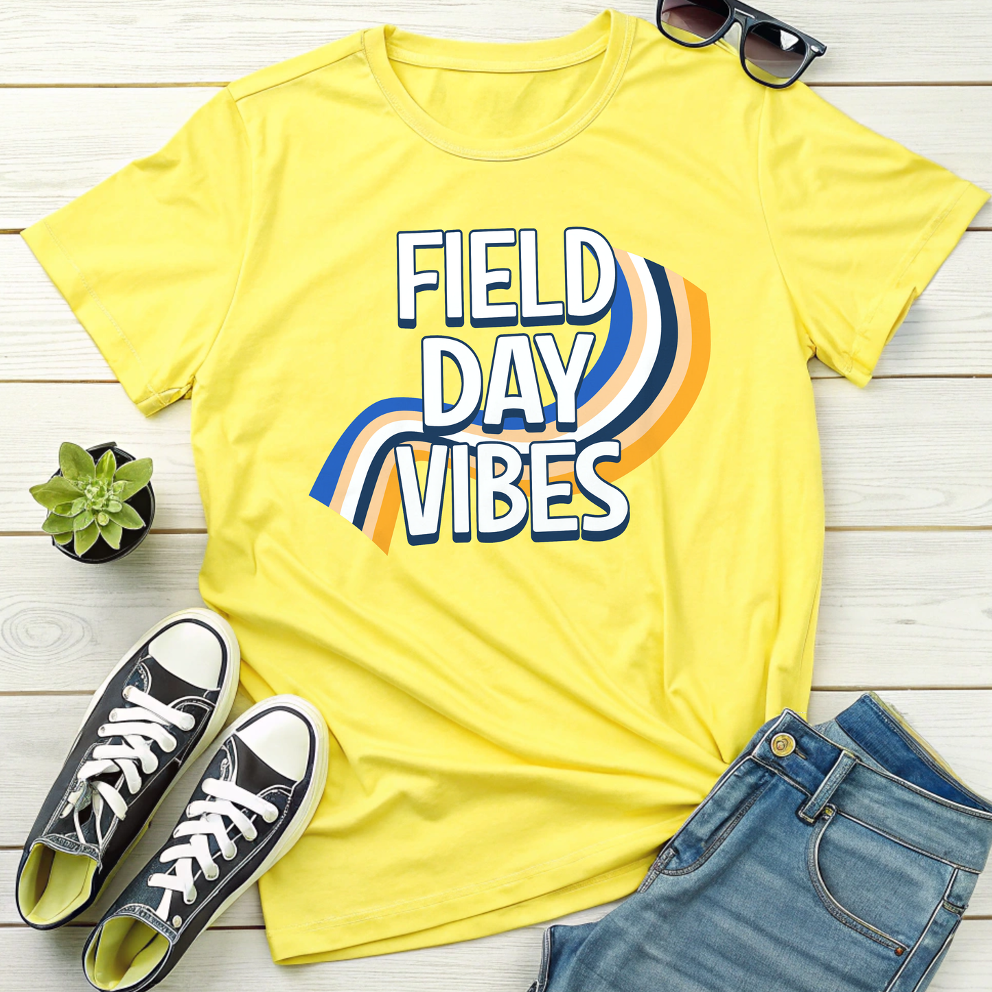 Field Day Vibes Teacher T-shirt, Retro Styling Field Day Shirt