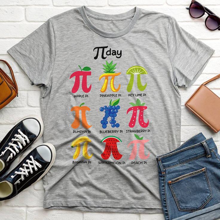 Funny Fruit Pi Day T-Shirt - Ideal Gift for Math Teachers with Pi Symbol