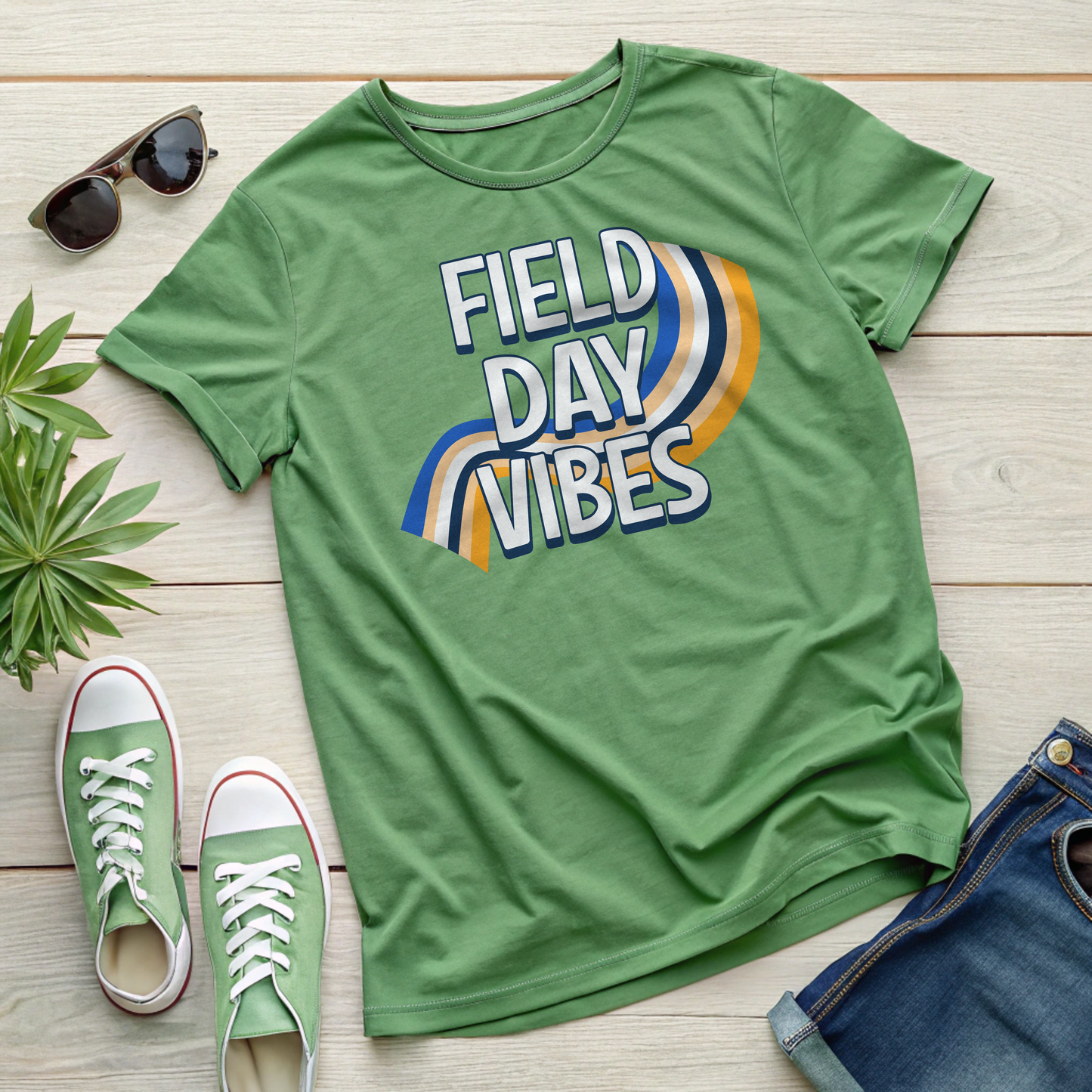 Field Day Vibes Teacher T-shirt, Retro Styling Field Day Shirt