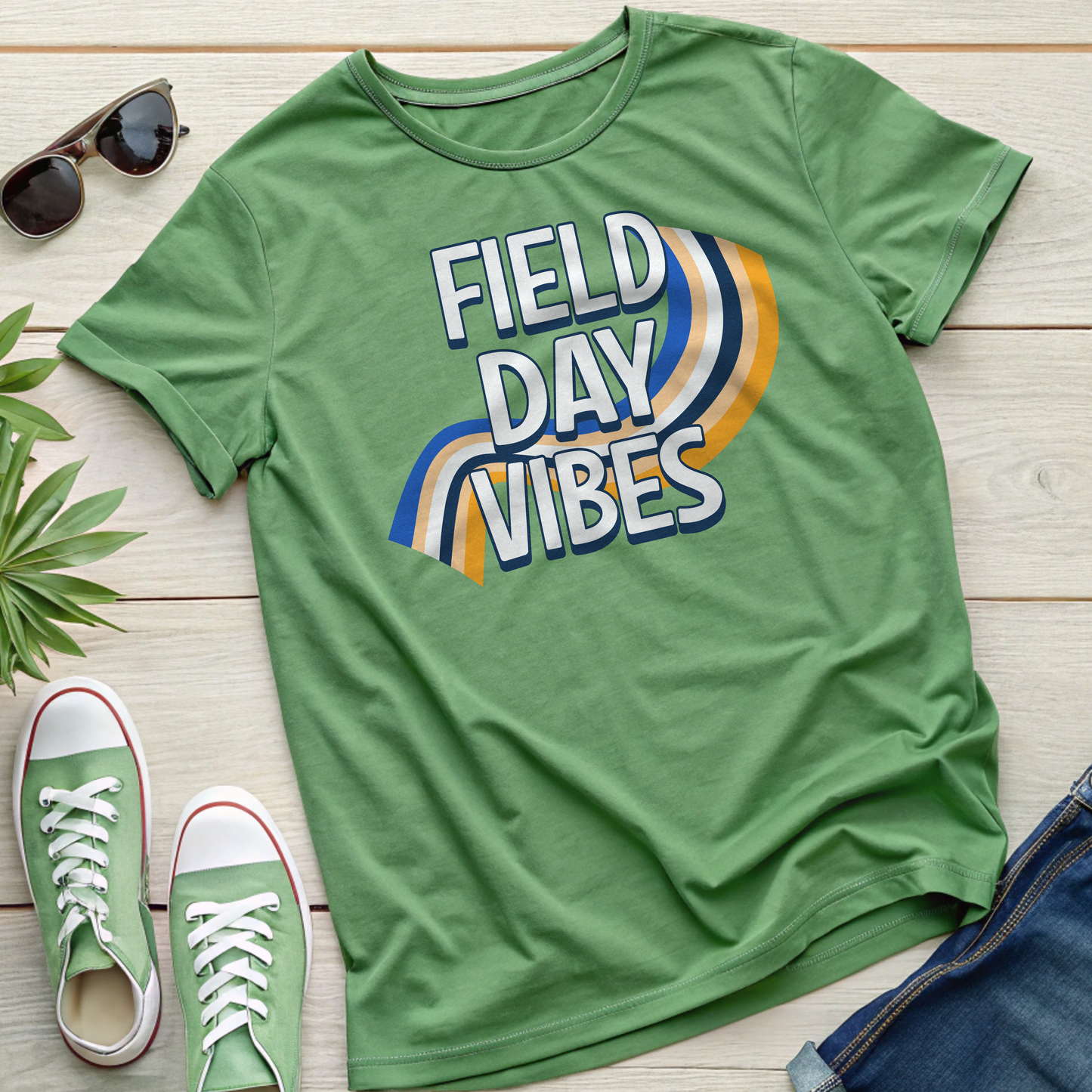 Field Day Vibes Teacher T-shirt, Retro Styling Field Day Shirt