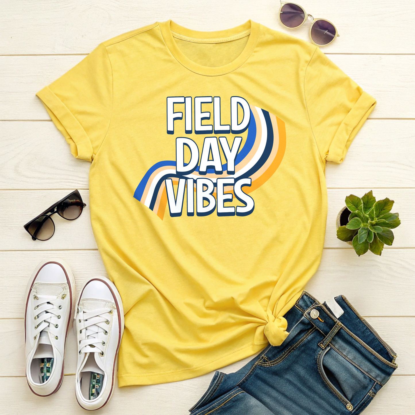 Field Day Vibes Teacher T-shirt, Retro Styling Field Day Shirt