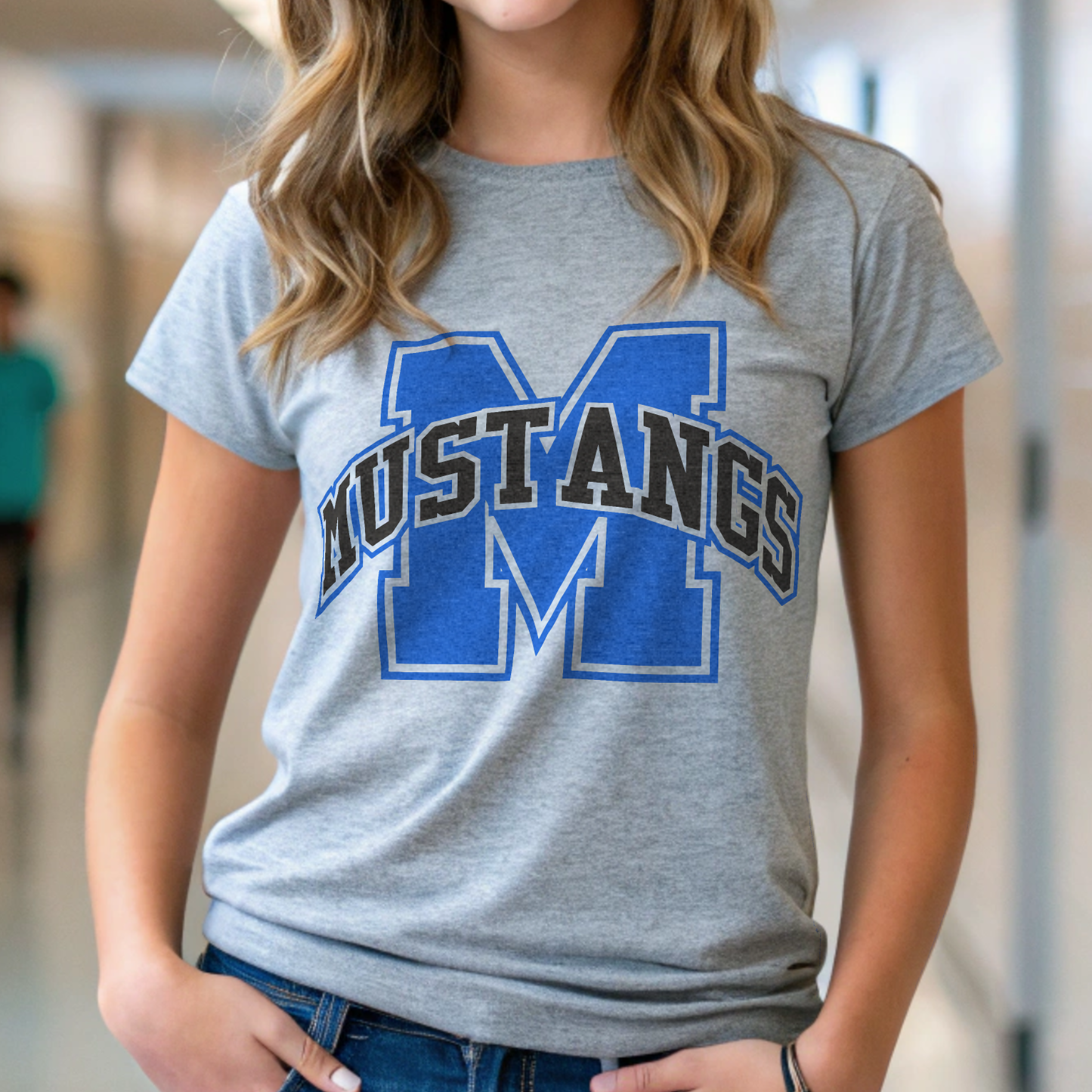 Spirit Shirt Softstyle T-shirt with Collegiate Letter and Mascot Name